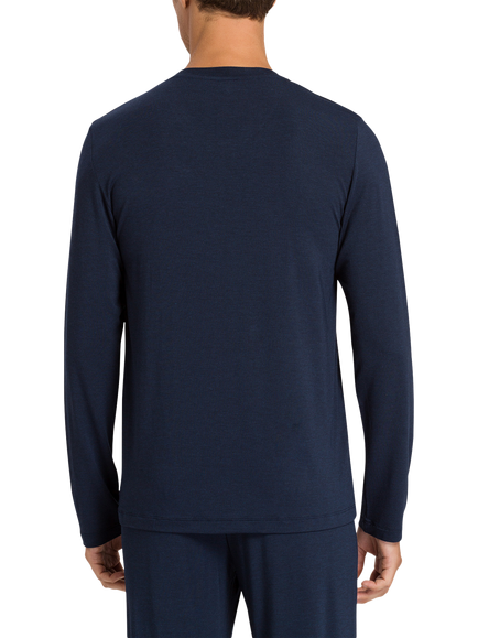 Hanro Casuals Long Sleeve Crew Neck Top, Deep Navy - view 2, Deep Navy
