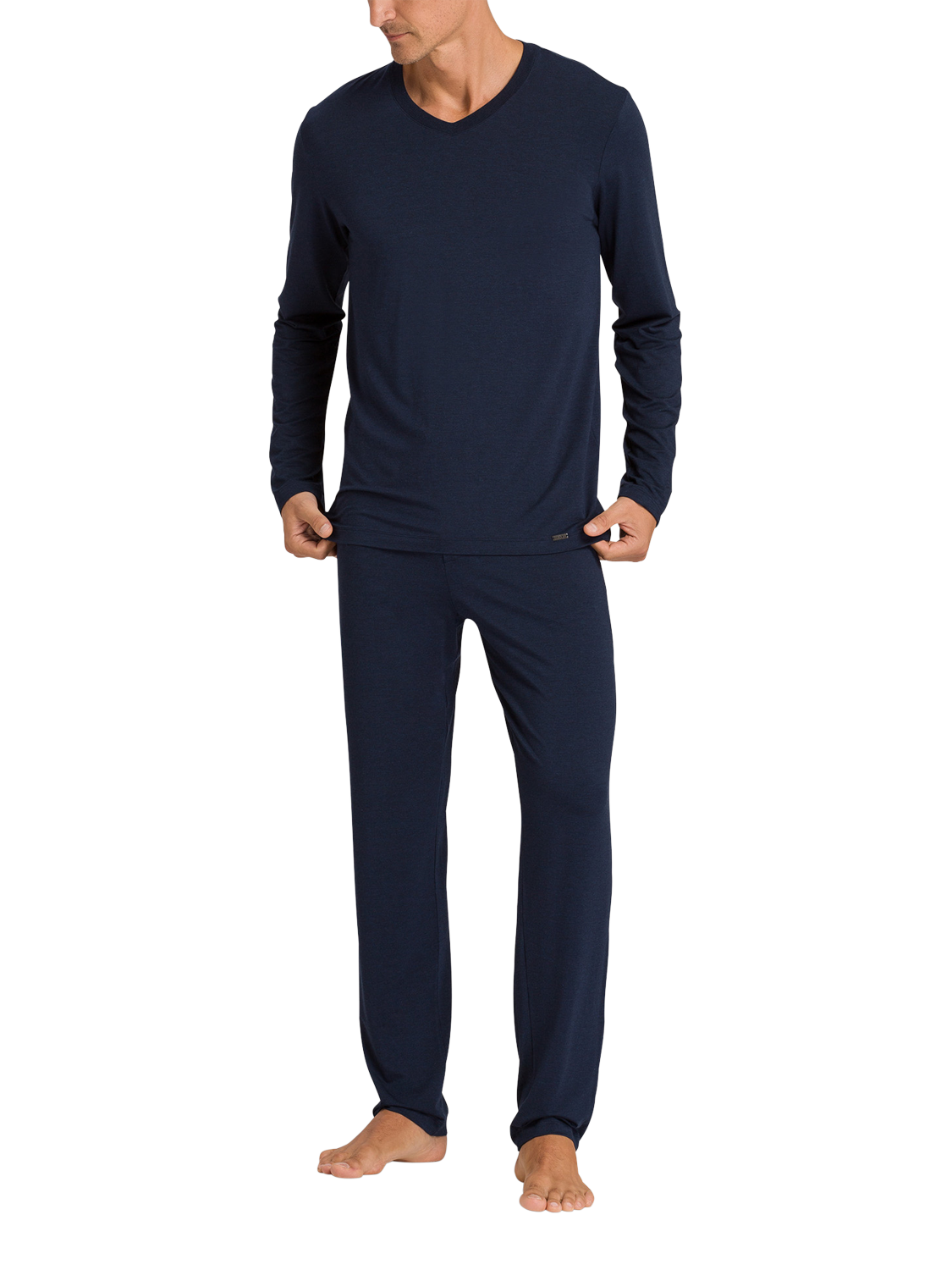 Product image 3 of 6, which shows Hanro Casuals Long Sleeve Crew Neck Top, Deep Navy, S