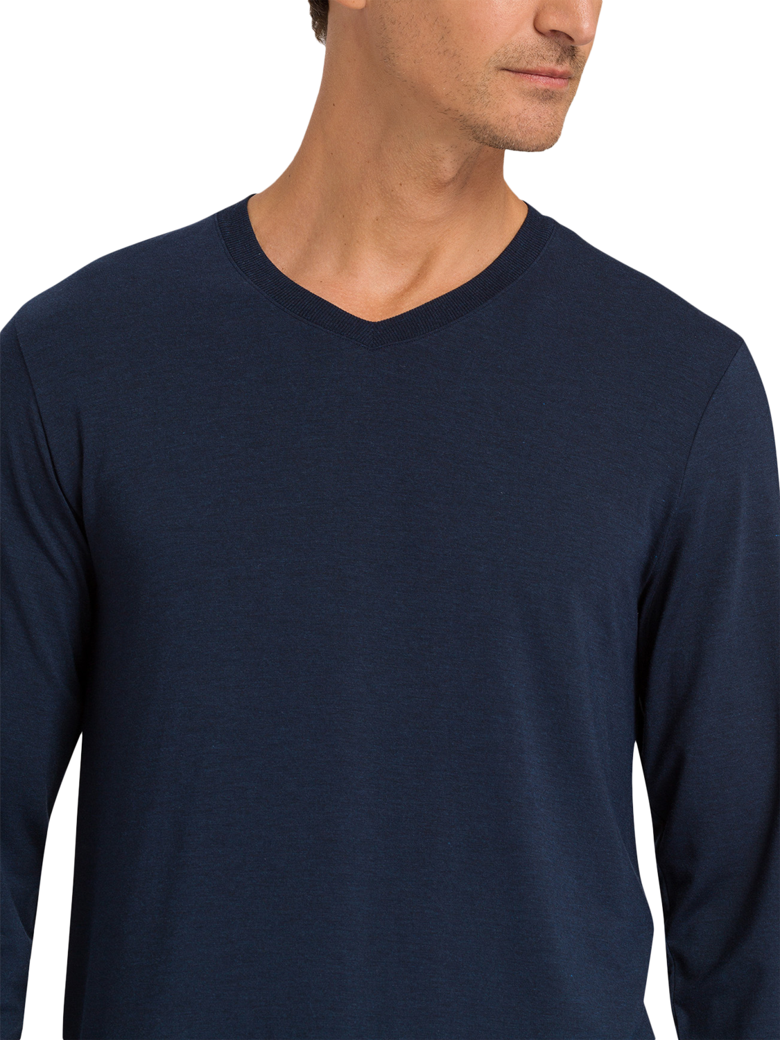 Product image 6 of 6, which shows Hanro Casuals Long Sleeve Crew Neck Top, Deep Navy, S