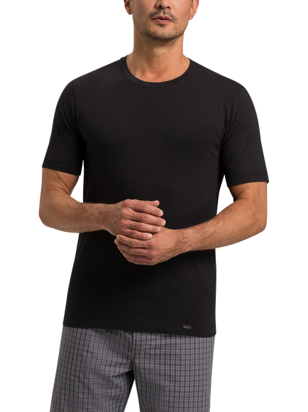 Hanro Cotton Short Sleeve Living Shirt, Black