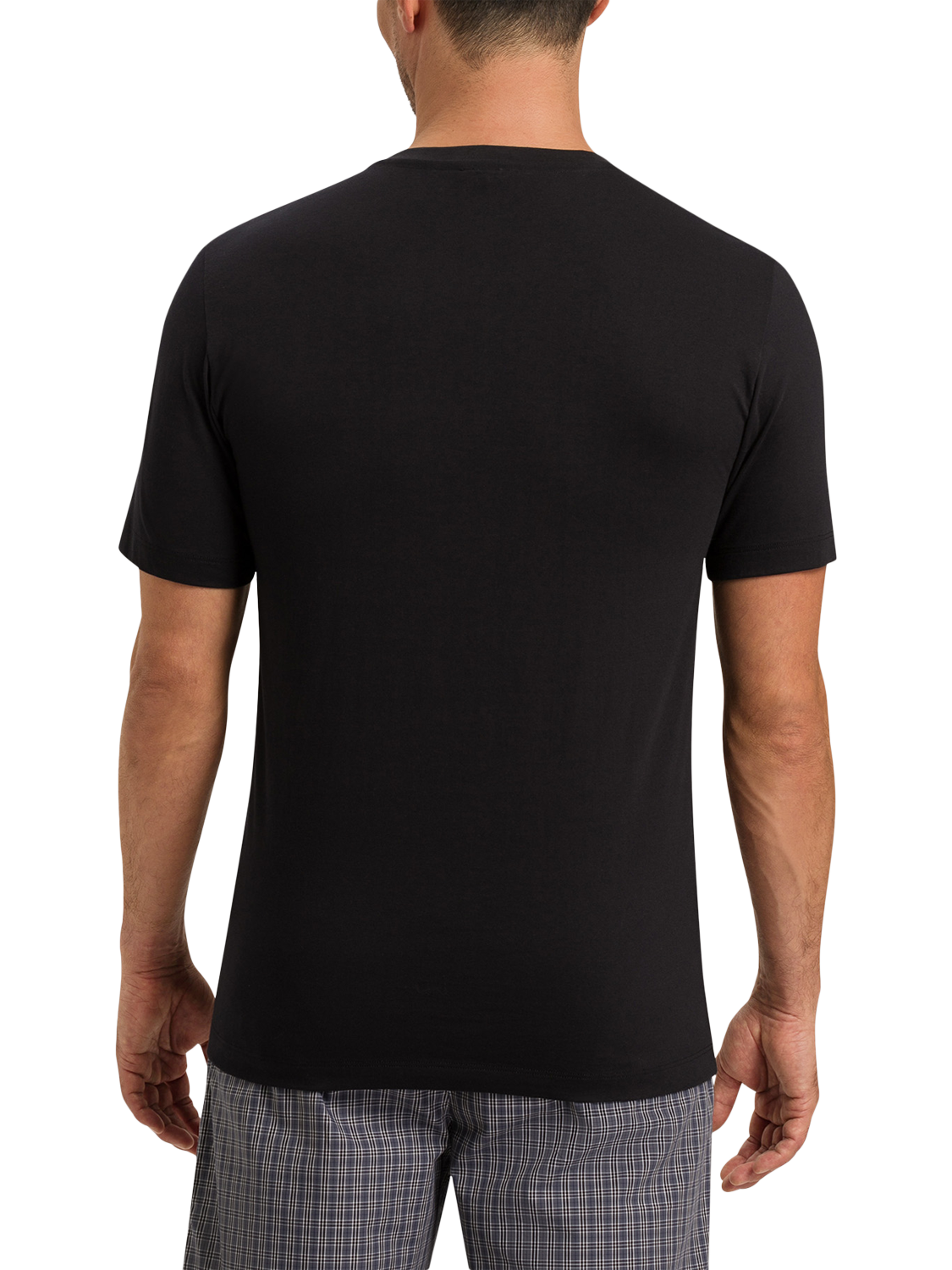 Product image 2 of 6, which shows Hanro Cotton Short Sleeve Living Shirt, Black, S