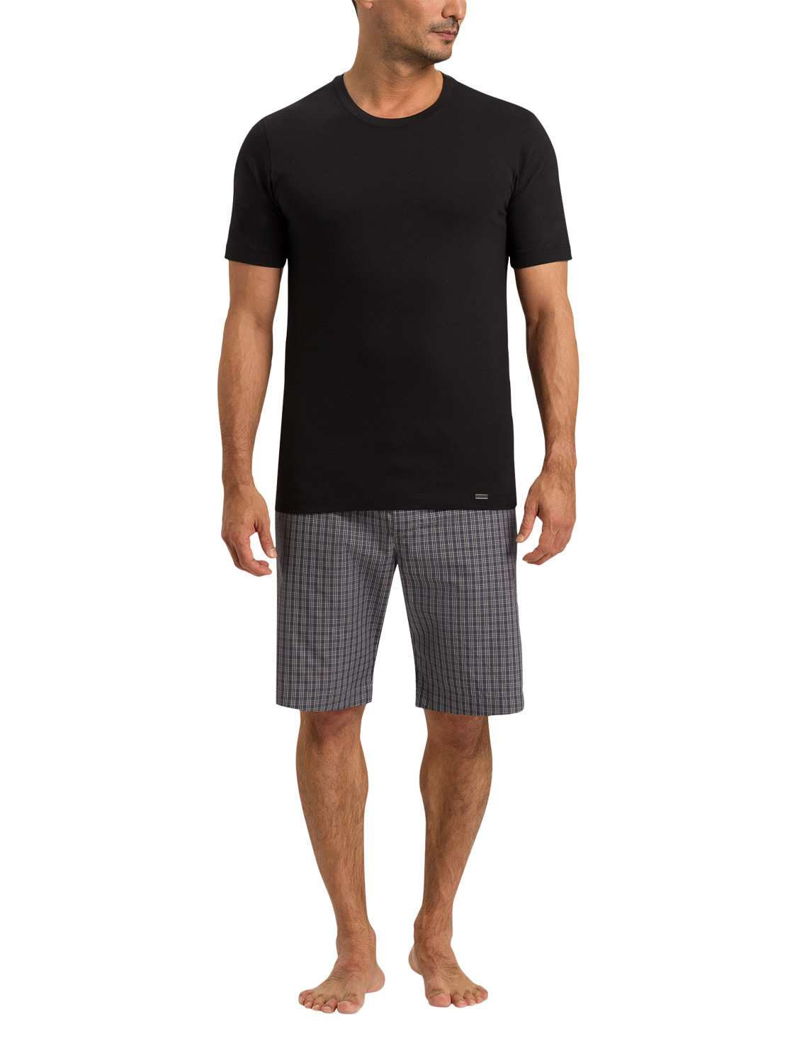 Product image 3 of 6, which shows Hanro Cotton Short Sleeve Living Shirt, Black, S