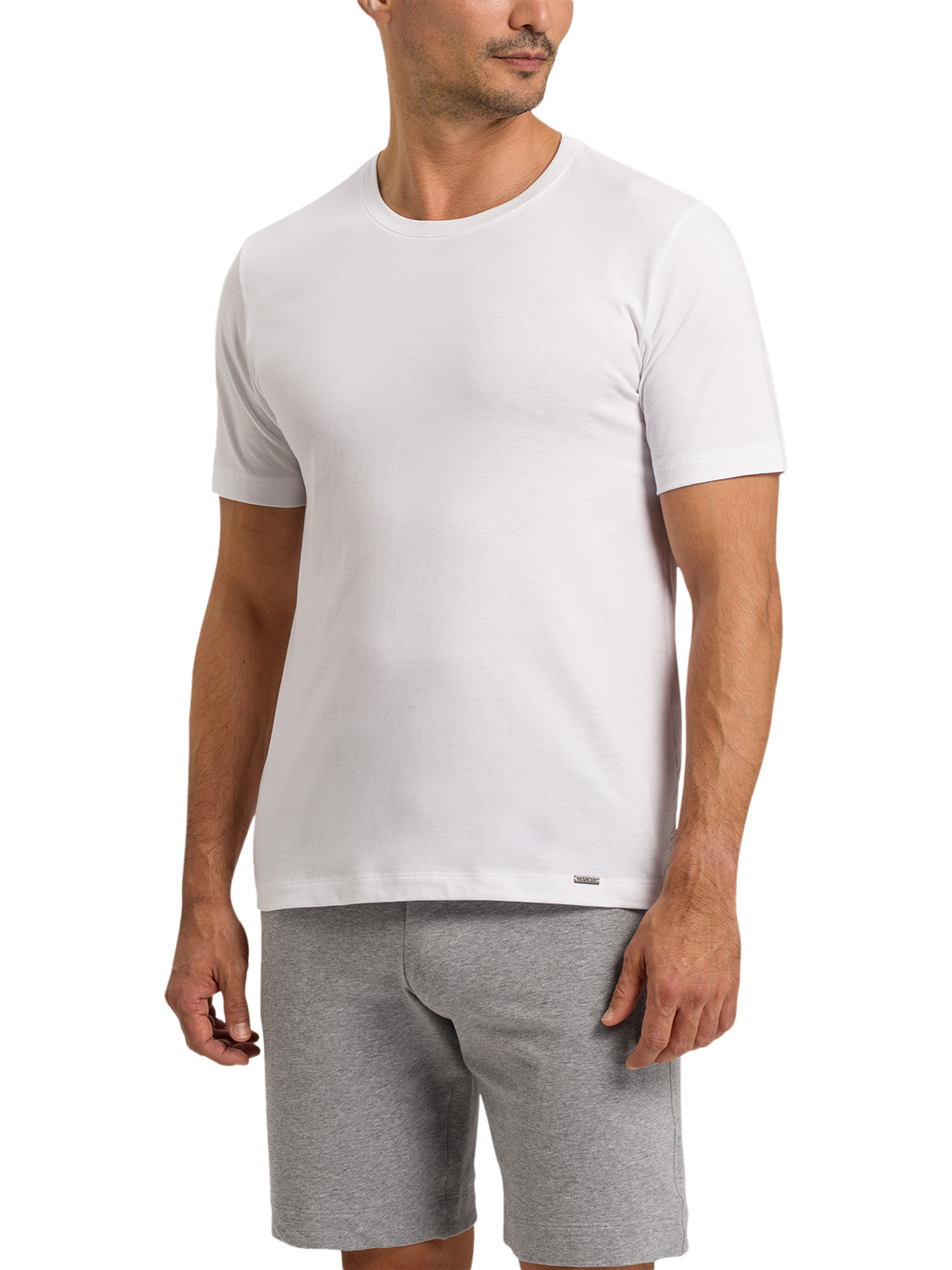 Product image 1 of 7, which shows Hanro Cotton Short Sleeve Living Shirt, White, S