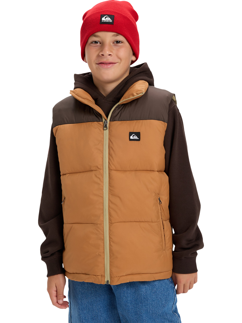Product image 1 of 6, which shows Quicksilver Kids' Cold Days Puffer Gilet, Chocolate Brown, 10 years