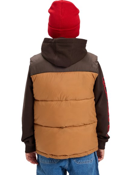 Quicksilver Kids' Cold Days Puffer Gilet, Chocolate Brown - view 2, Chocolate Brown