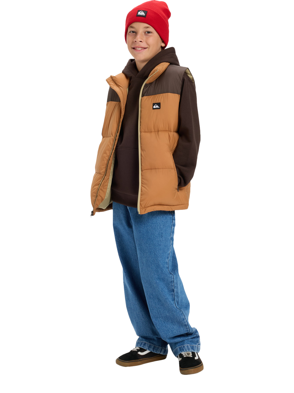 Product image 5 of 6, which shows Quicksilver Kids' Cold Days Puffer Gilet, Chocolate Brown, 10 years
