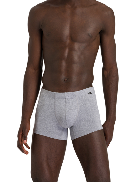 Hanro Stretch Cotton Essentials Trunks, Pack of 2, Light Melange/Navy
