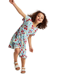 Polarn O. Pyret Kids' Poppy Print Short Sleeve Dress, Blue