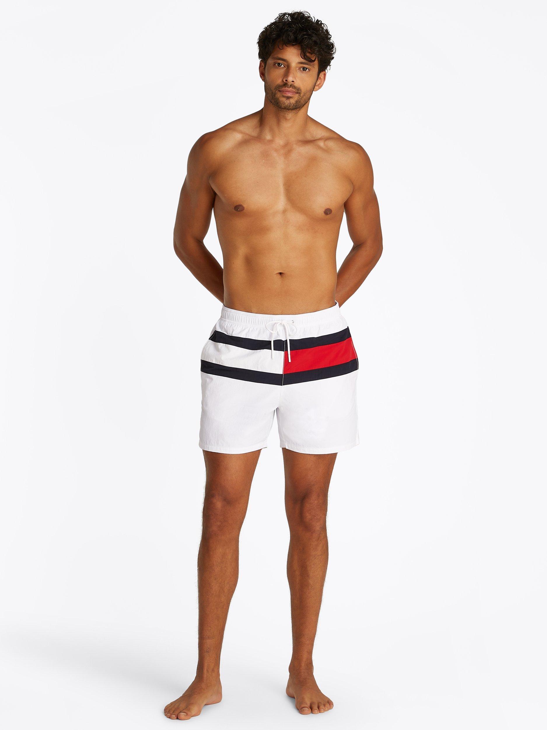 Product image 1 of 5, which shows Tommy Hilfiger Logo Swim Shorts, Optic White, S