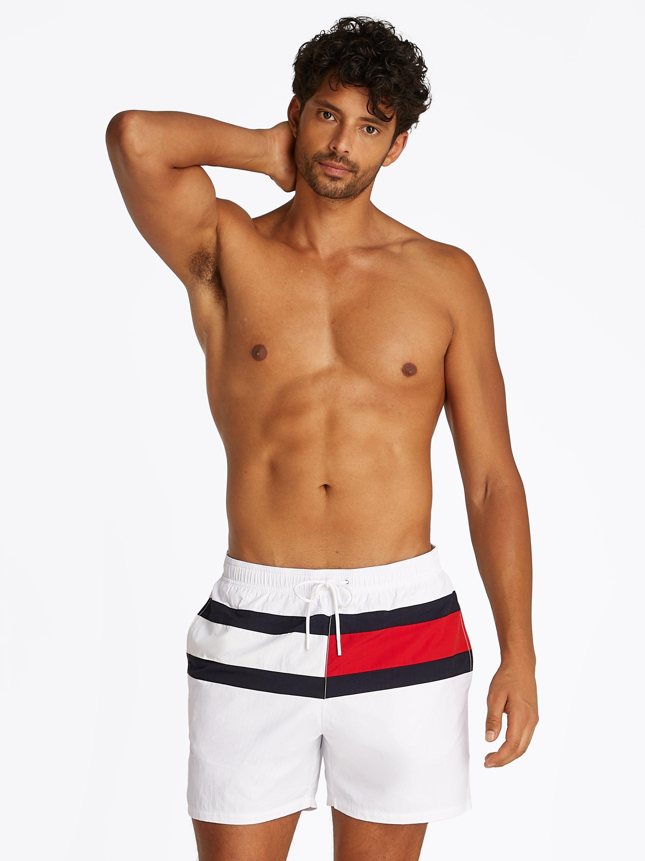 Product image 2 of 5, which shows Tommy Hilfiger Logo Swim Shorts, Optic White, S