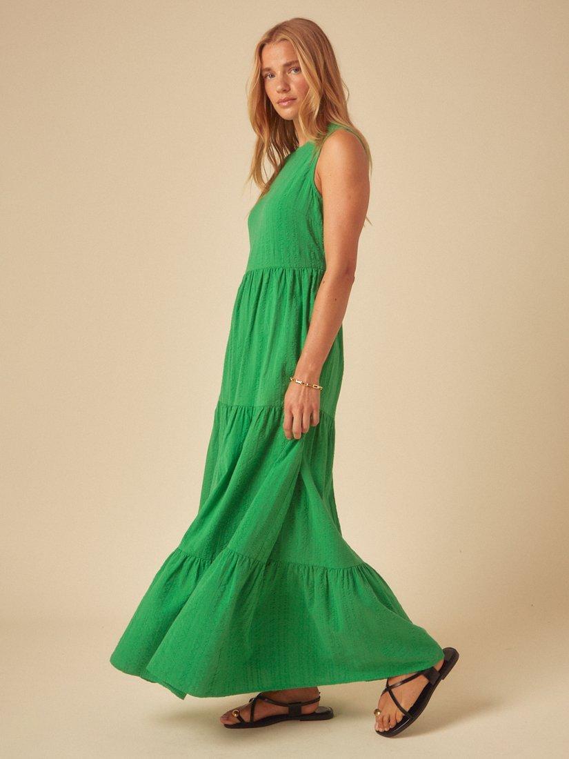 Product image 3 of 5, which shows Nobody's Child Astrid Sleeveless Tiered Cotton Maxi Dress, Green, 6
