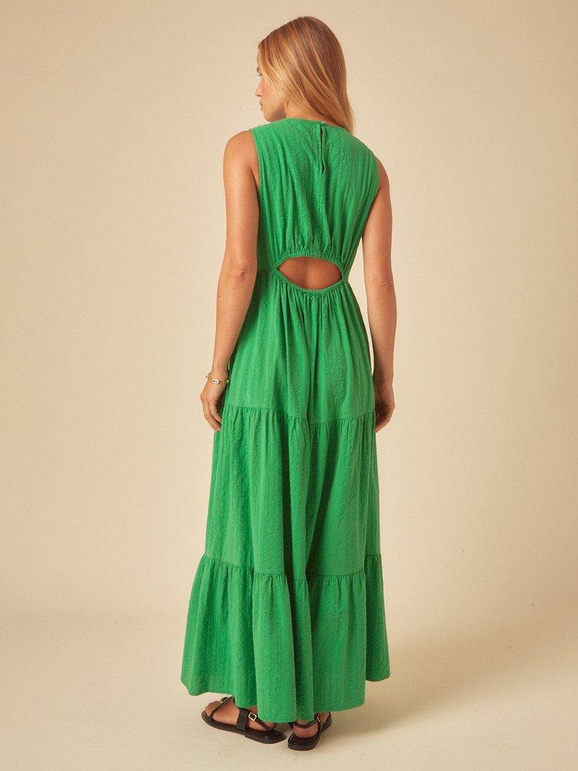 Product image 5 of 5, which shows Nobody's Child Astrid Sleeveless Tiered Cotton Maxi Dress, Green, 6
