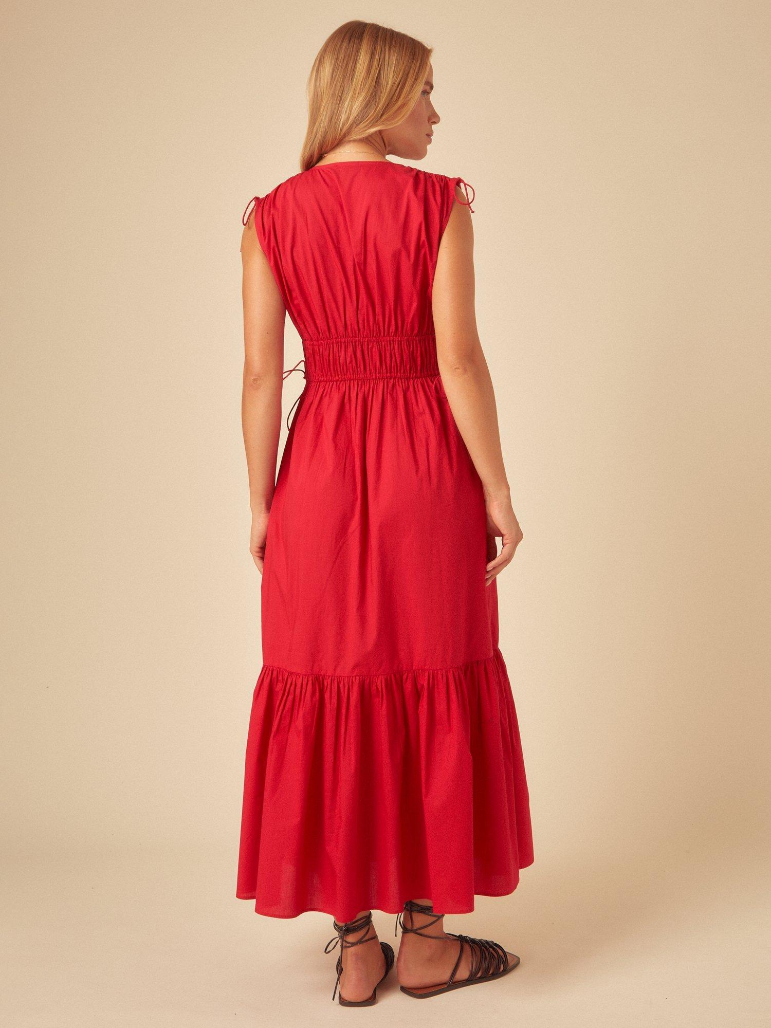 Product image 5 of 5, which shows Nobody's Child Ianthe Sleeveless Cotton Midi Dress, Red, 6