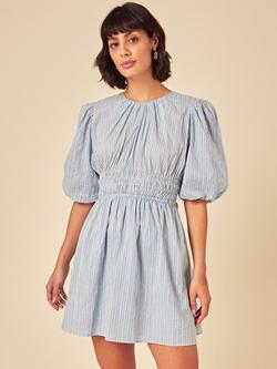 Nobody's Child Zelda Stripe Pure Organic Cotton Mini Dress, Blue, Blue