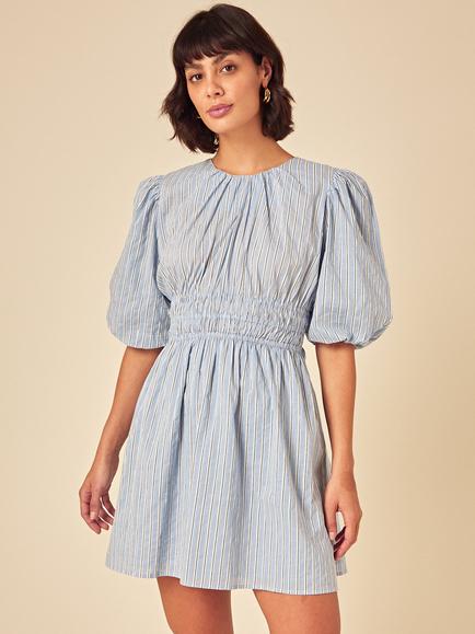 Nobody's Child Zelda Stripe Pure Organic Cotton Mini Dress, Blue, Blue