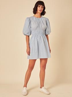 Nobody's Child Zelda Stripe Pure Organic Cotton Mini Dress, Blue - view 2, Blue