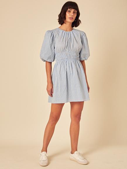 Nobody's Child Zelda Stripe Pure Organic Cotton Mini Dress, Blue - view 2, Blue