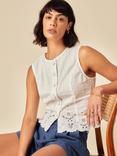 Nobody's Child Layla Sleeveless Broderie Cotton Top, White