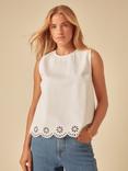 Nobody's Child Sweatpea Sleeveless Broderie Cotton Swing Top, White
