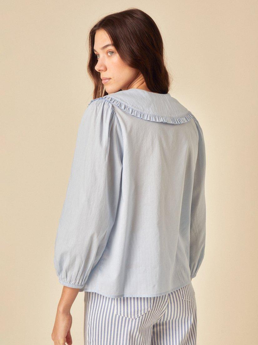 Product image 4 of 4, which shows Nobody's Child Emmie Drop Collar Cotton Blouse, Light Blue, 6