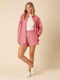 Nobody's Child Kandy Striped Cotton Shorts, Red/White - view 2, Red/White