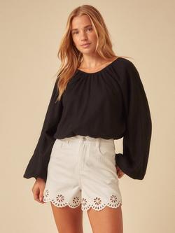 Nobody's Child Sweatpea Broderie Denim Shorts, White, White