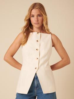 Nobody's Child Apollo Linen Cotton Blend Waistcoat, Cream - view 2, Cream