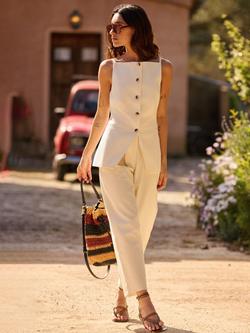 Nobody's Child Apollo Linen Cotton Blend Waistcoat, Cream, Cream