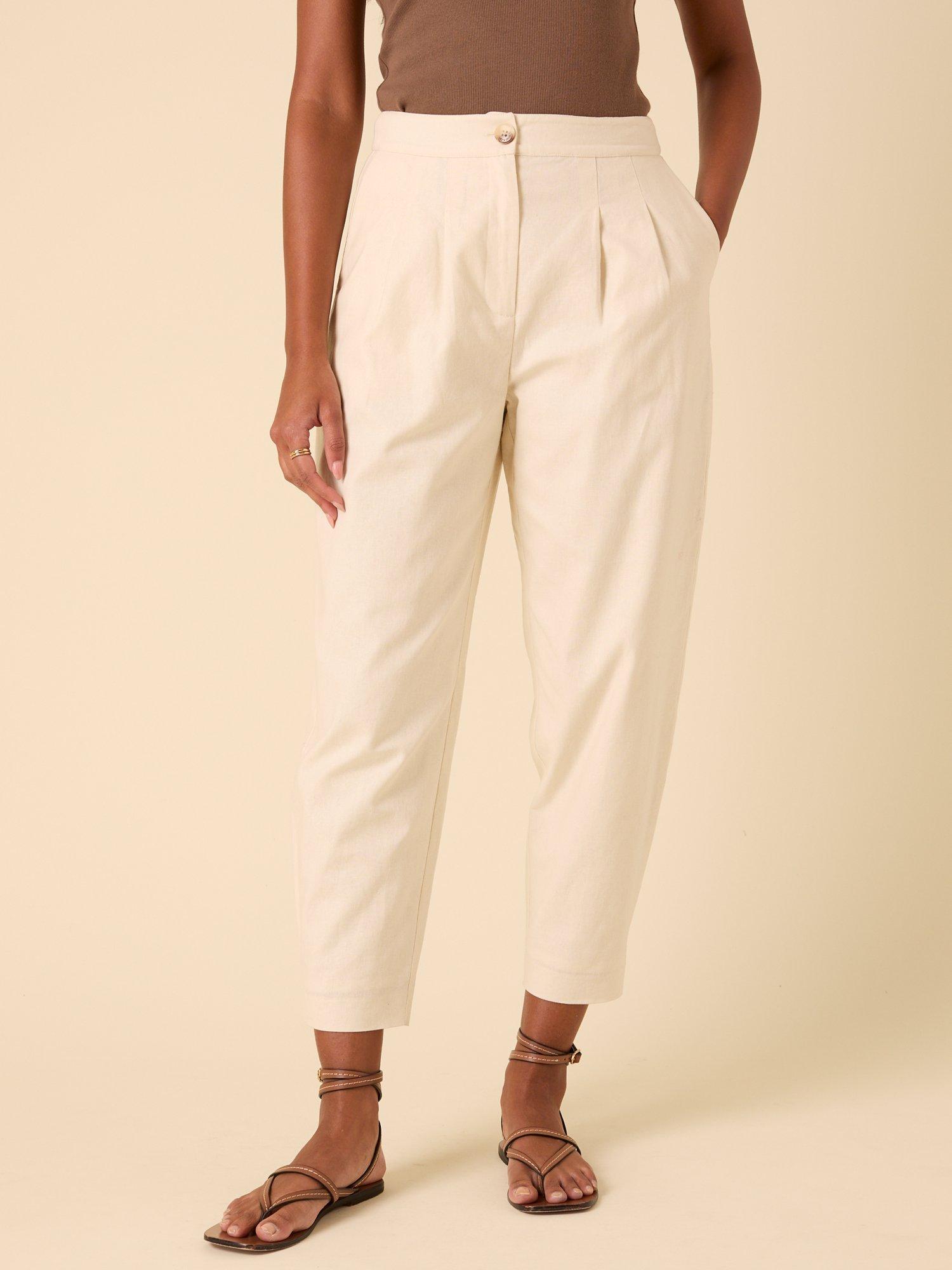 Product image 3 of 5, which shows Nobody's Child Liam Barrel Leg Trousers, Cream, 6
