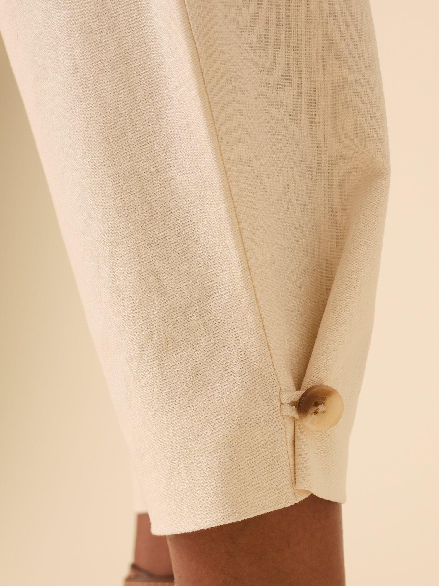 Product image 4 of 5, which shows Nobody's Child Liam Barrel Leg Trousers, Cream, 6