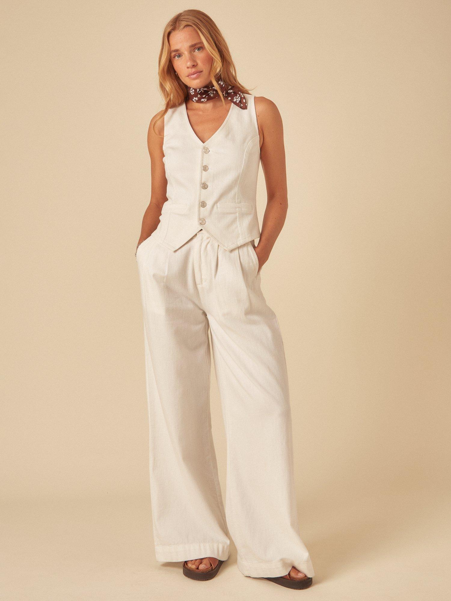 Product image 2 of 4, which shows Nobody's Child Stockwell Cotton Waistcoat, White, 6
