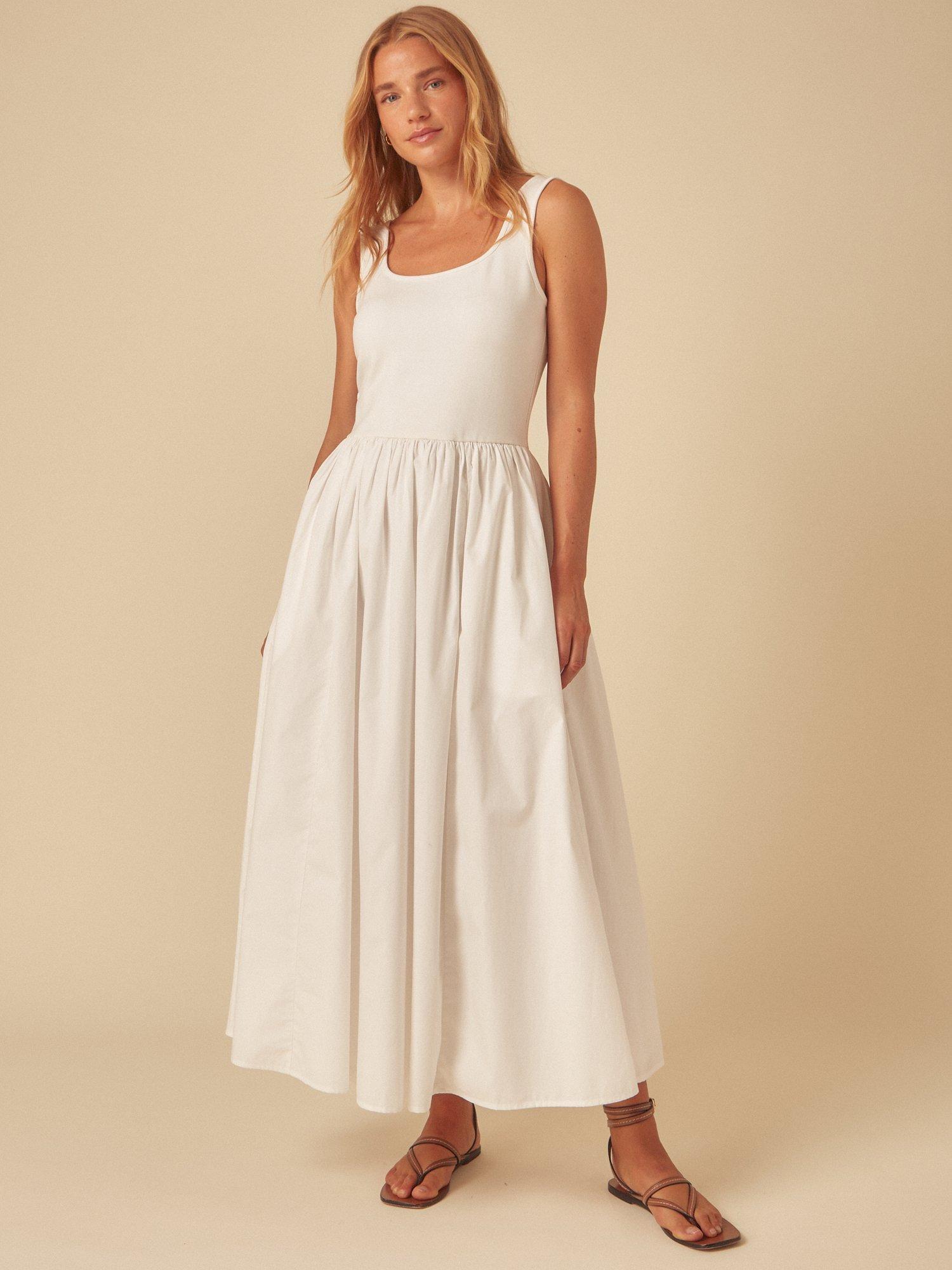 Product image 1 of 4, which shows Nobody's Child Colorado Square Neck Midi Dress, White, 6