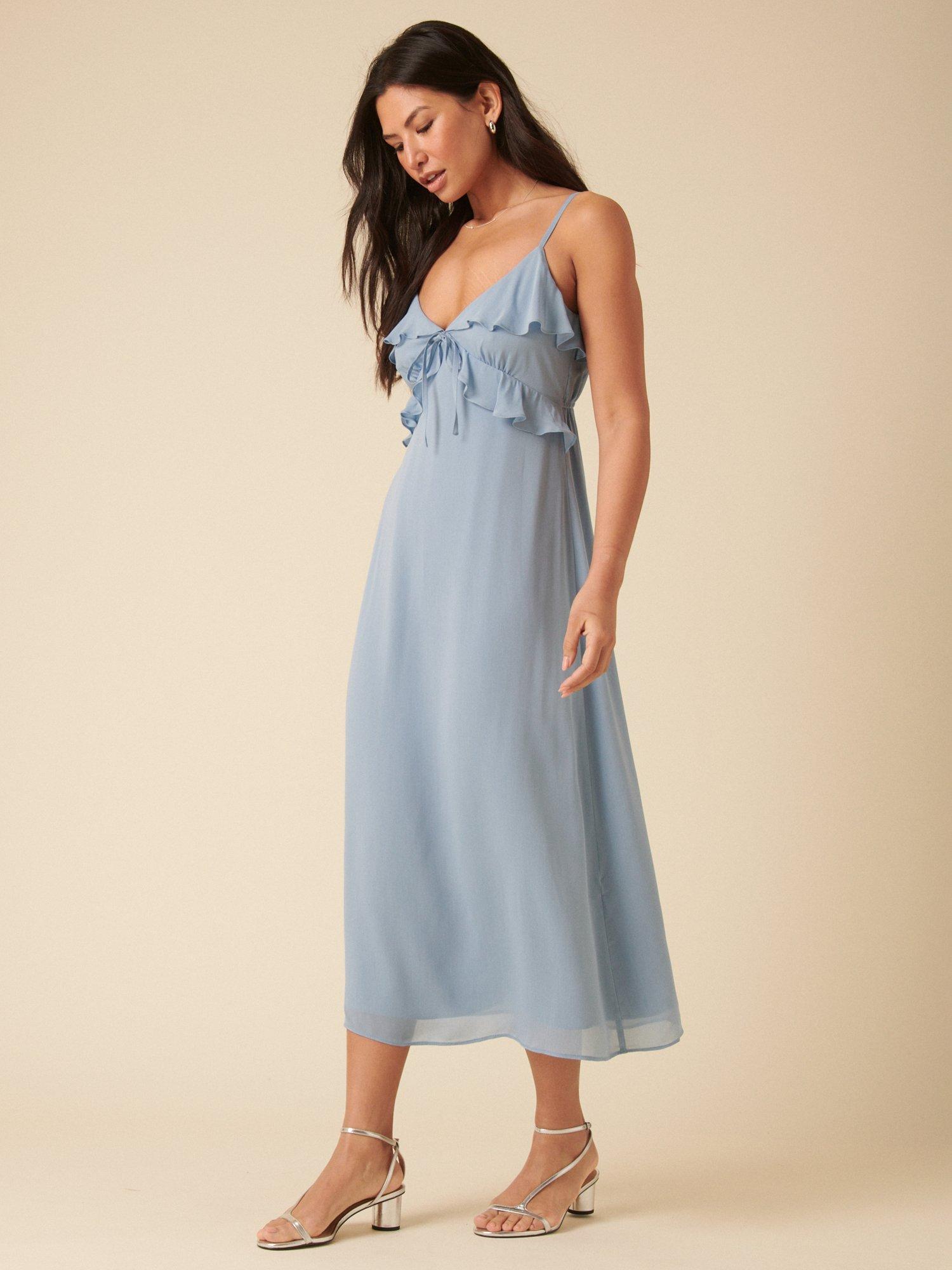 Product image 2 of 4, which shows Nobody's Child Roe Sleeveless Midi Dress, Light Blue, 6