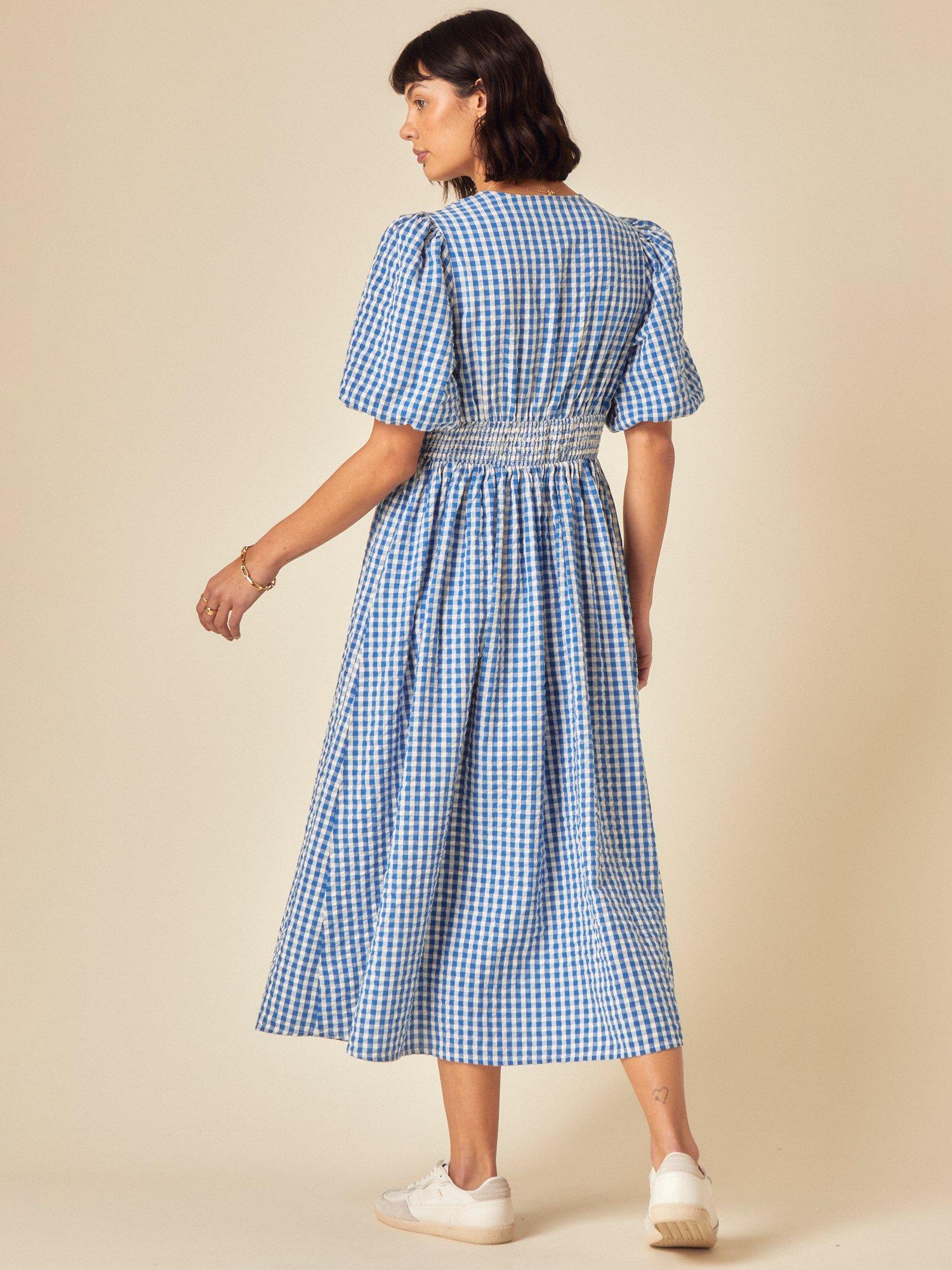 Product image 4 of 4, which shows Nobody's Child Scarla Gingham Midi Dress, Blue/White, 6