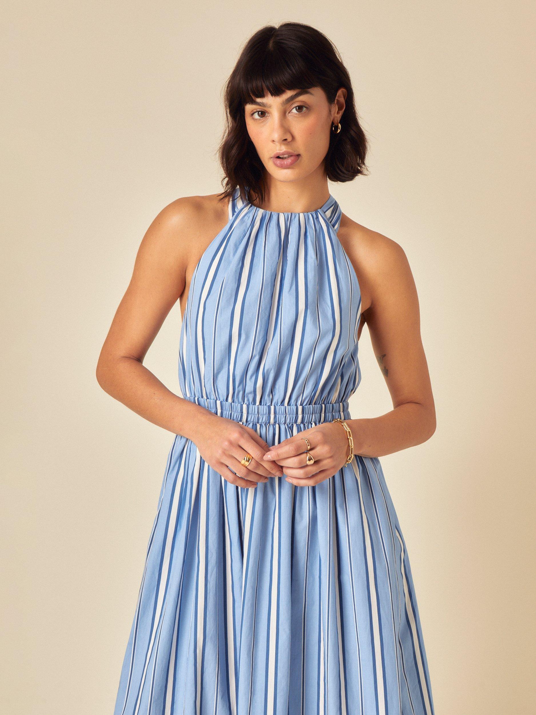 Product image 2 of 5, which shows Nobody's Child Senna Stripe Midi Dress, Blue/White, 6