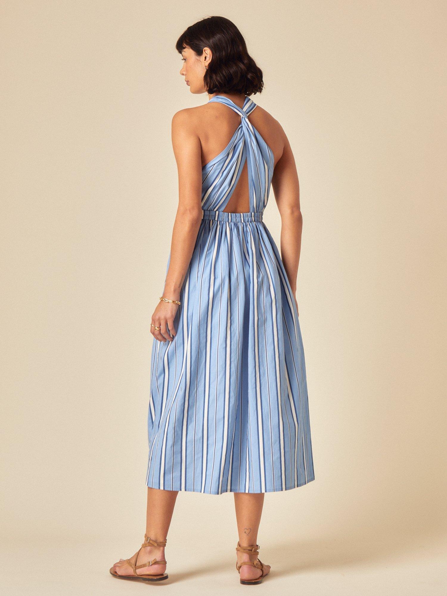 Product image 4 of 5, which shows Nobody's Child Senna Stripe Midi Dress, Blue/White, 6