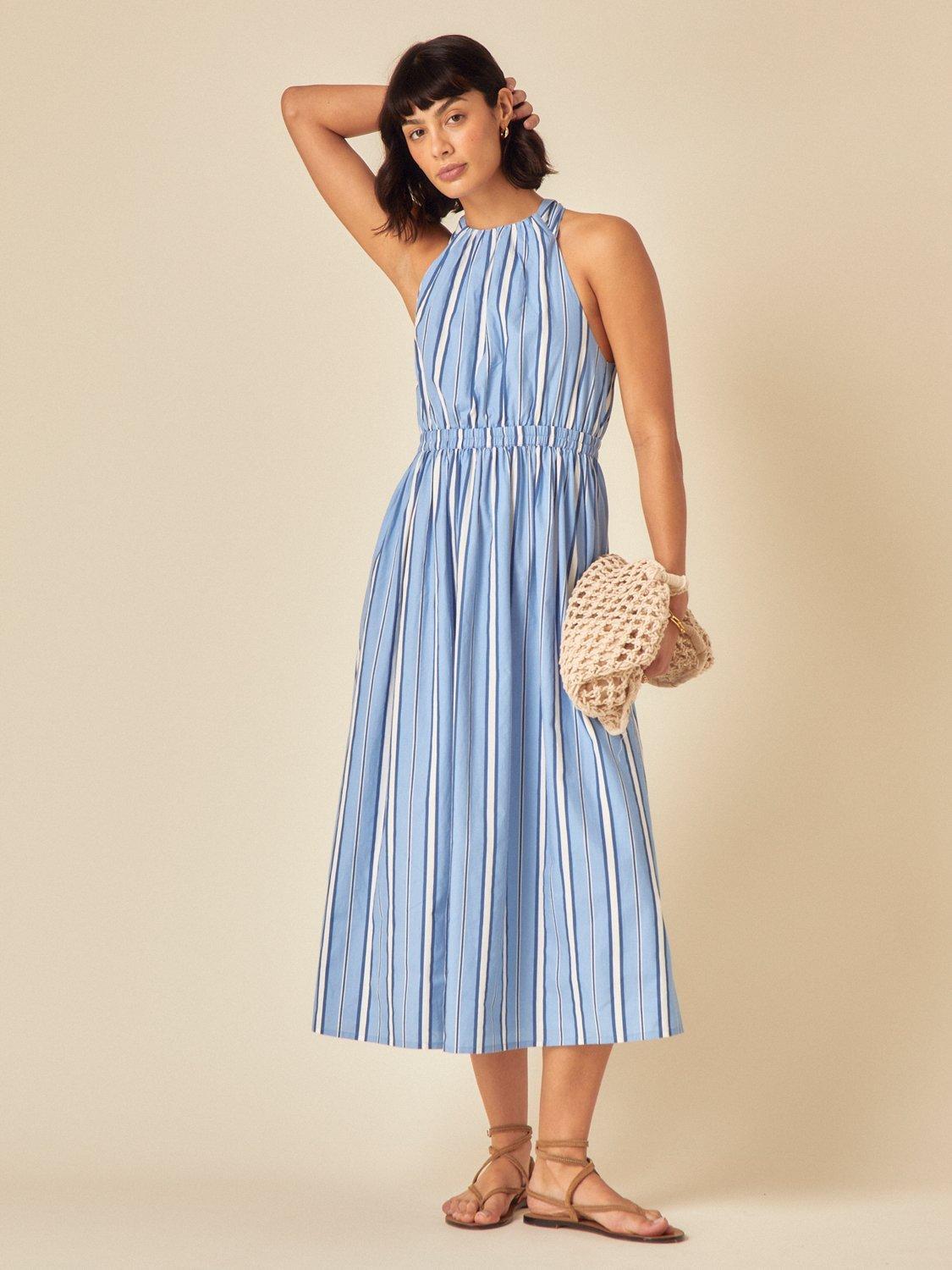 Product image 5 of 5, which shows Nobody's Child Senna Stripe Midi Dress, Blue/White, 6