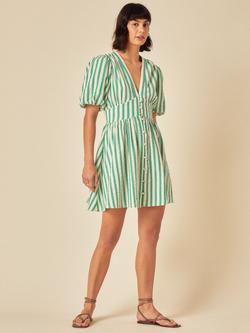 Nobody's Child Starlight Stripe Pure Organic Cotton Mini Dress, Green Stripe - view 2, Green Stripe