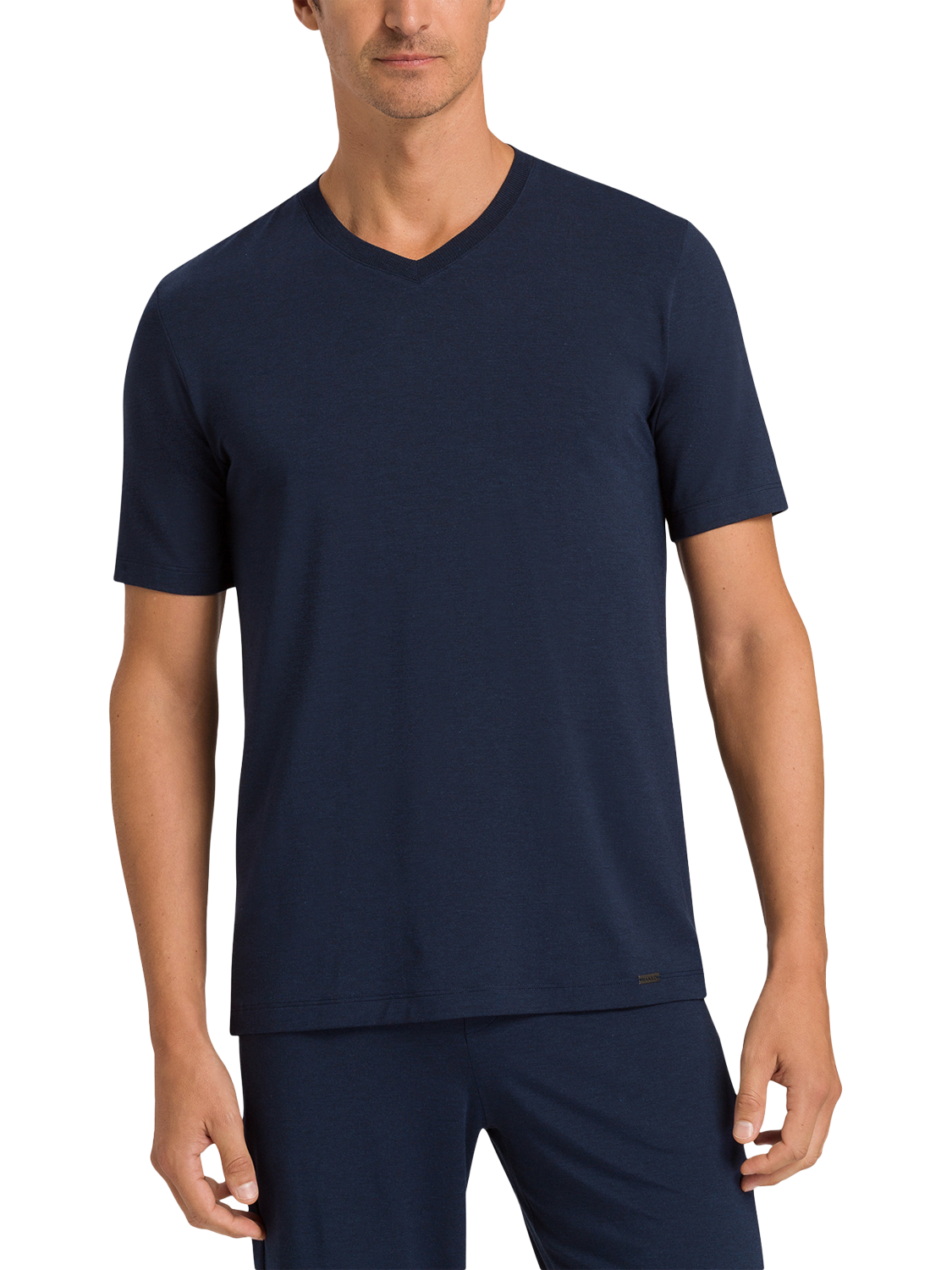 Product image 1 of 6, which shows Hanro Casuals Short Sleeve Crew Neck Top, Deep Navy, S