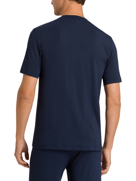 Hanro Casuals Short Sleeve Crew Neck Top, Deep Navy - view 2, Deep Navy