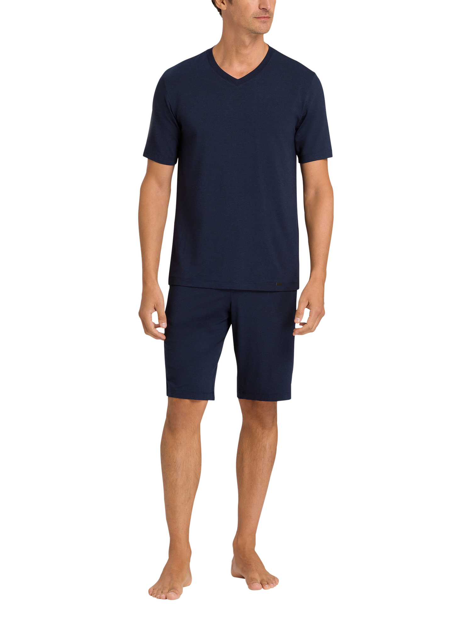 Product image 3 of 6, which shows Hanro Casuals Short Sleeve Crew Neck Top, Deep Navy, S