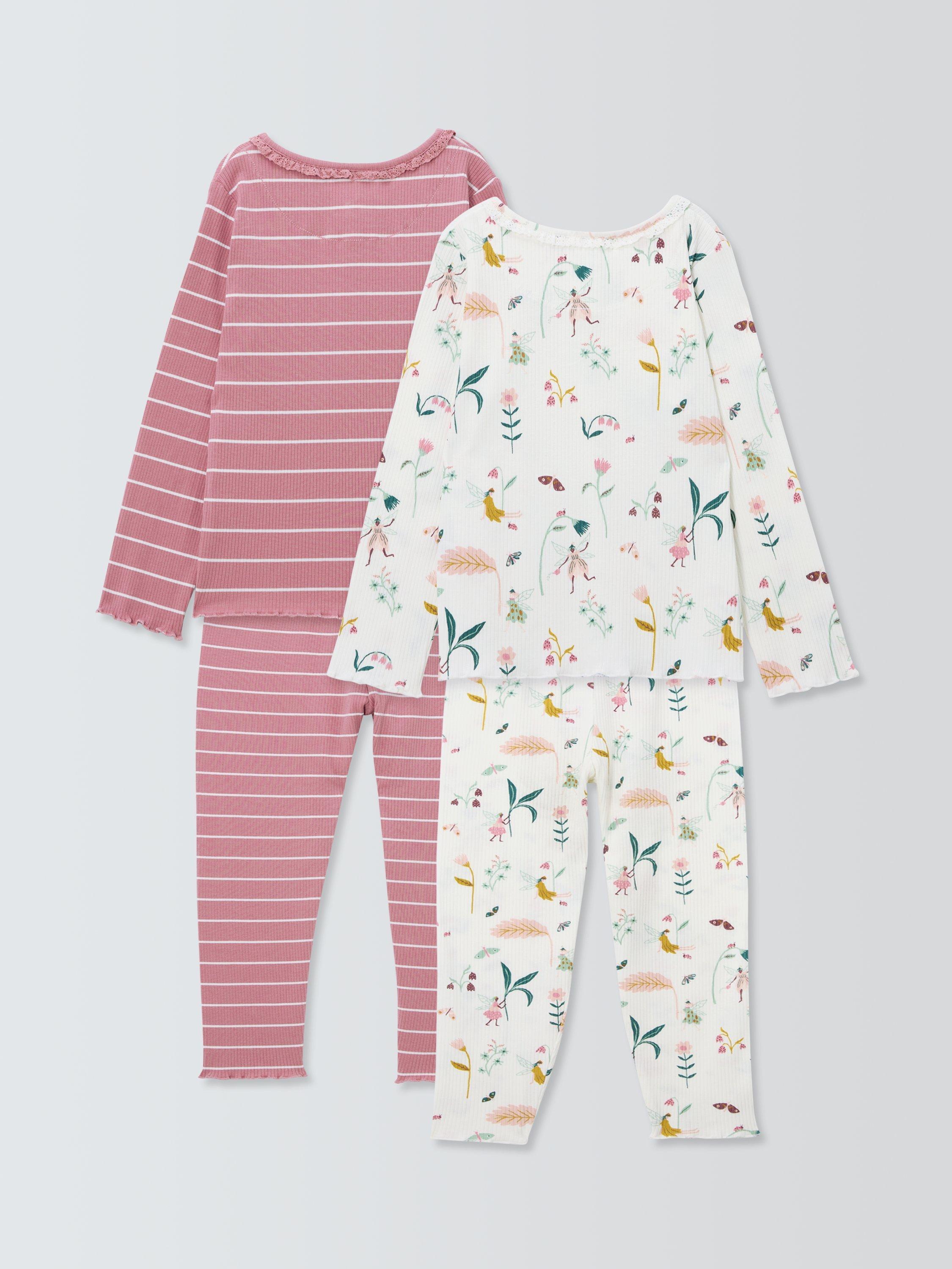Product image 3 of 6, which shows John Lewis Kids' Fairy/Stripe Pyjamas, Pink/Multi, 5 years