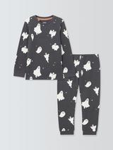 John Lewis Kids' Ghost Glow in the Dark Pyjamas, Black