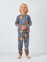 John Lewis Kids' Pumpkins Glow in the Dark Pyjamas, Grey
