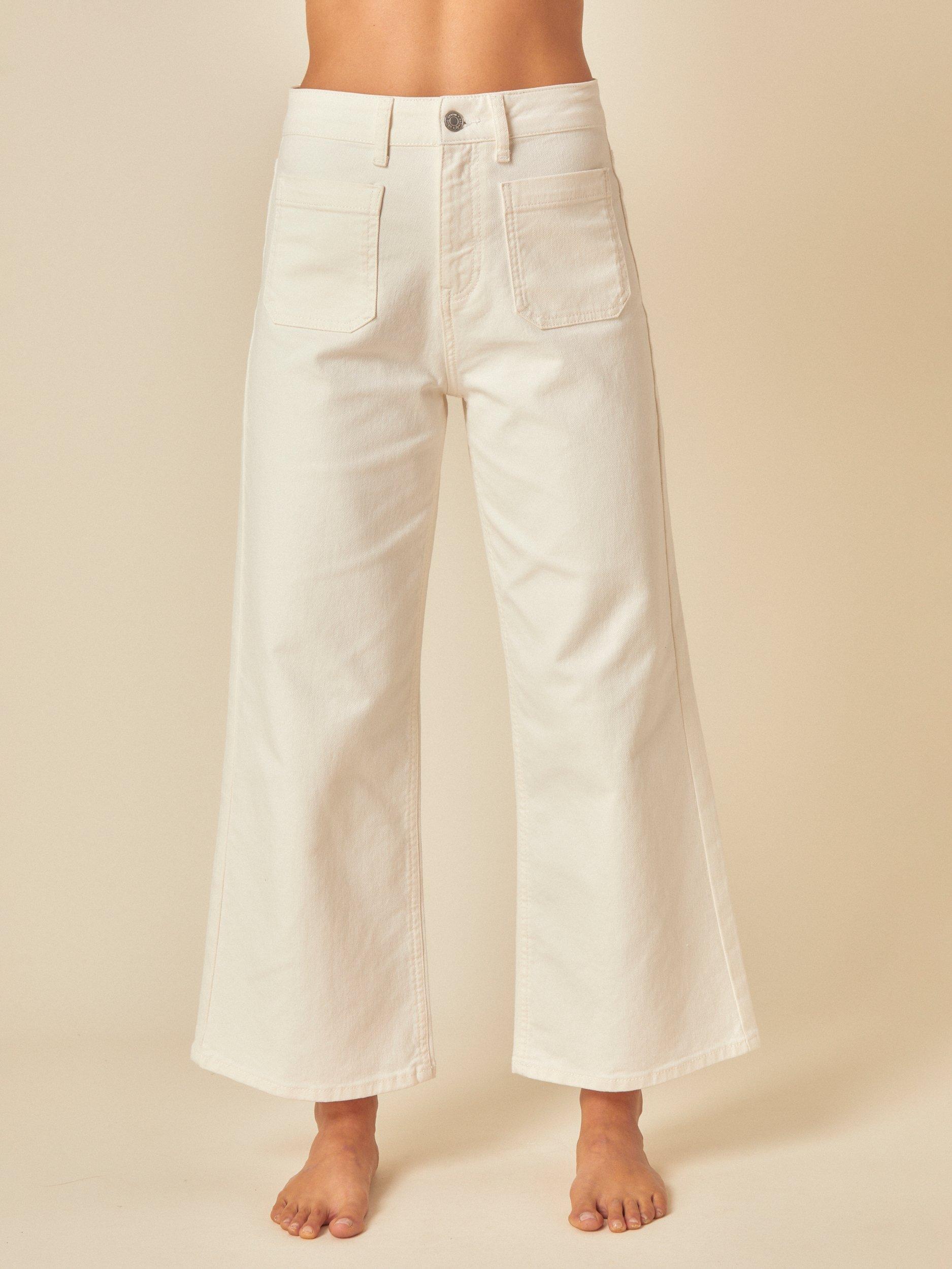 Product image 1 of 4, which shows Nobody's Child Sailor Wide Leg Crop Jeans, White, 6