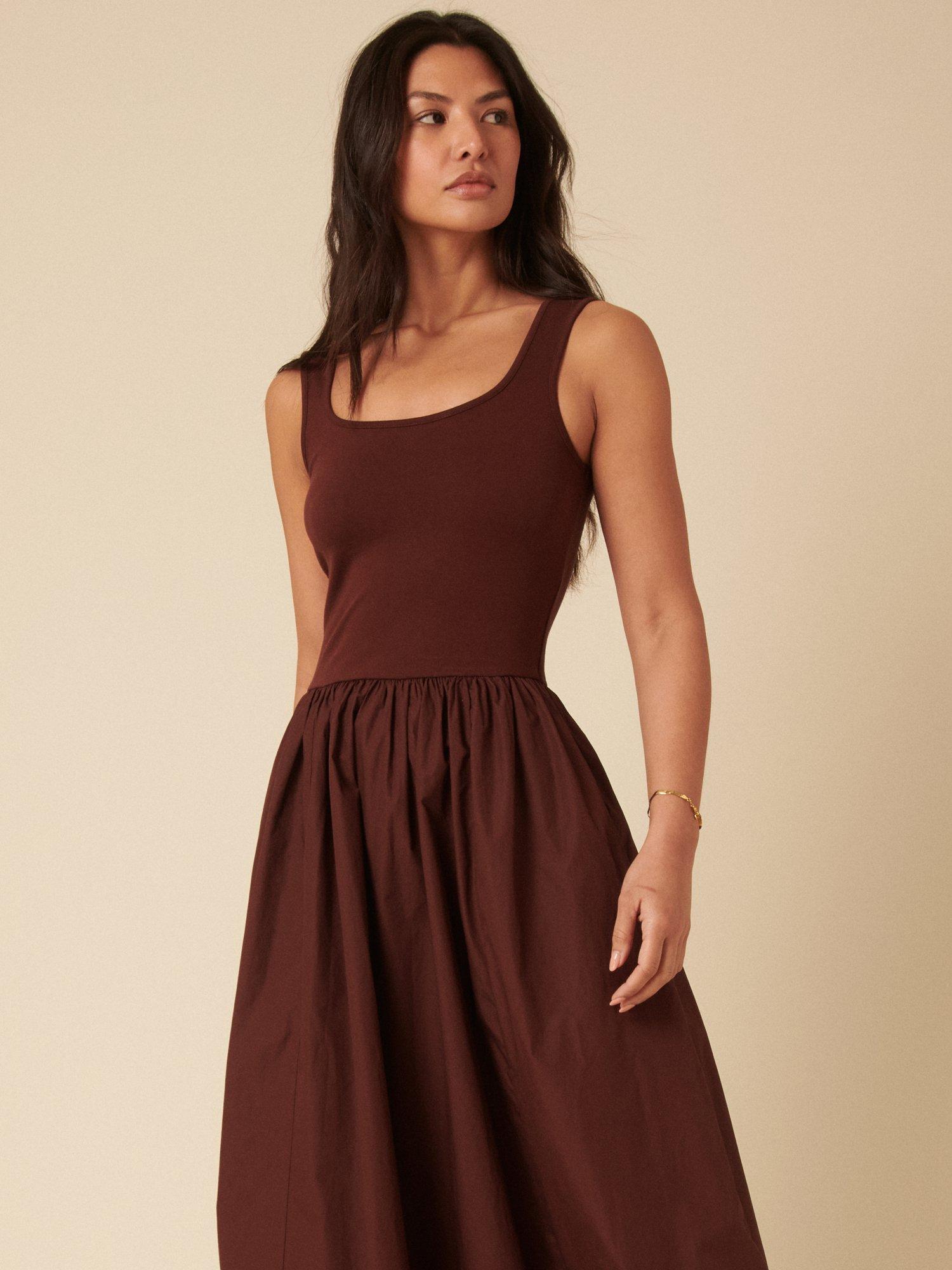 Product image 2 of 4, which shows Nobody's Child Colorado Square Neck Midi Dress, Brown, 6