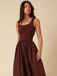 Nobody's Child Colorado Square Neck Midi Dress, Brown