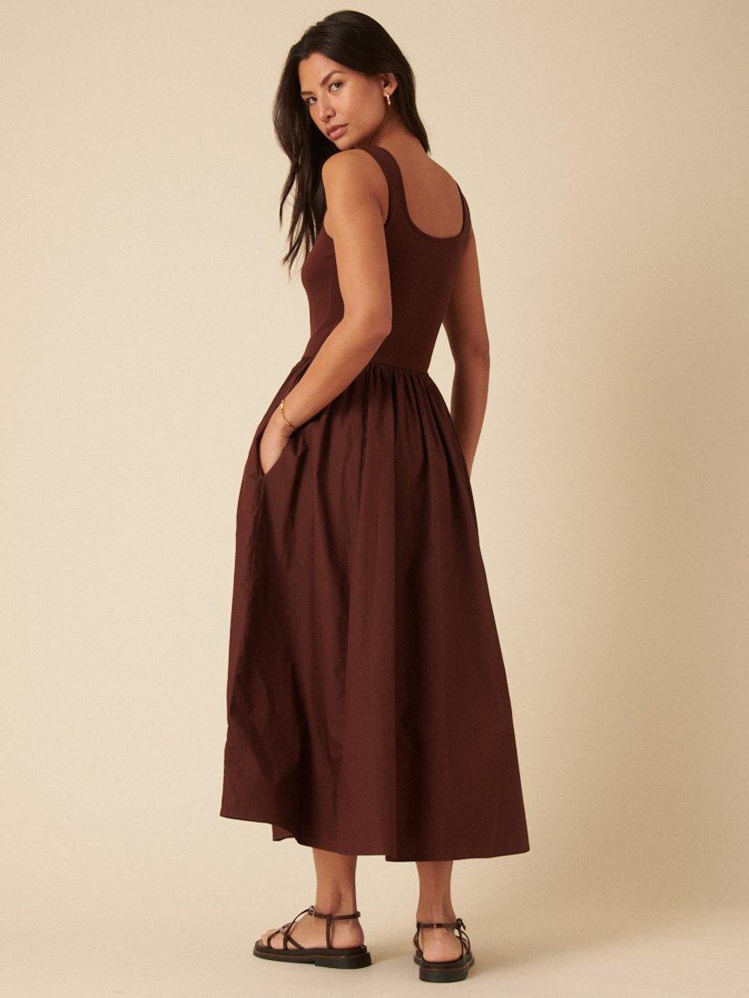 Product image 4 of 4, which shows Nobody's Child Colorado Square Neck Midi Dress, Brown, 6