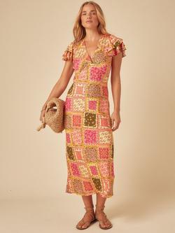 Nobody's Child Layla Ruffle Sleeve Patchwork Midi Dress containing LENZING™ ECOVERO™ Viscose - view 2, Multi