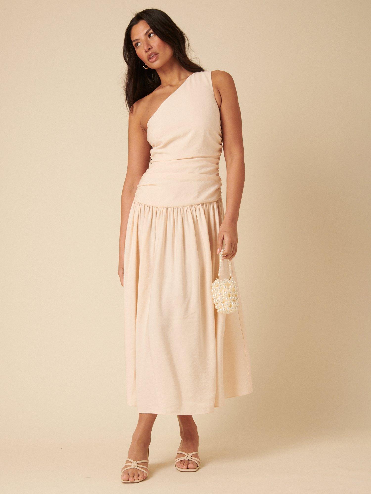 Product image 3 of 5, which shows Nobody's Child Trent One Shoulder Midi Dress, White, 6